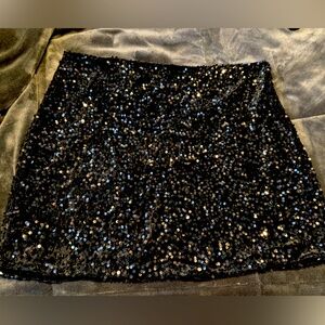 Black Velvet Sequin Skirt 1X NWT